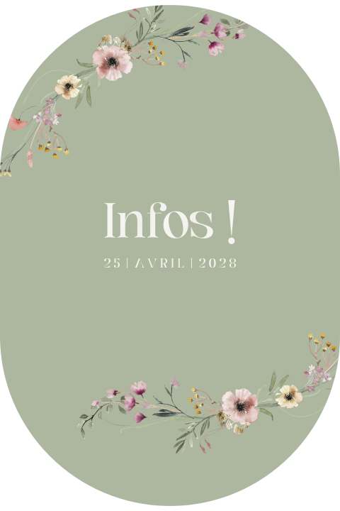 Carte ovale d'informations complémentaires avec fleurs