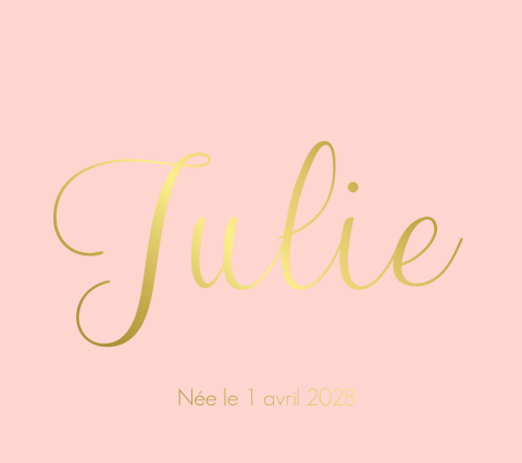 Faire-part de naissance sur fond rose avec dorure