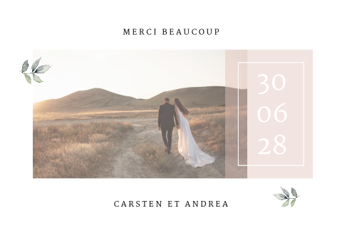 Carte de remerciement de mariage vintage avec image panoramique