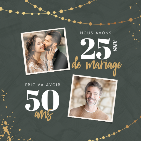 Carte d'invitation classique à une double fête avec des guirlandes