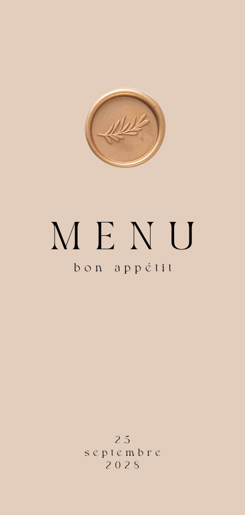 Carte de menu classique | sceau en option