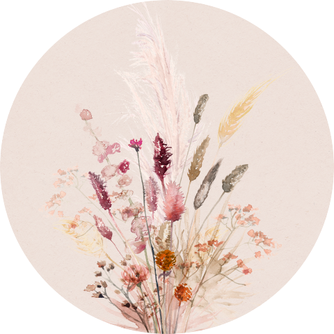 Kreis Alu-Dibond Trockenblumen -> Cercle en Alu-Dibond Fleurs séchées