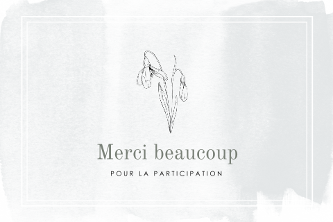 Carte de remerciement sobre avec des perce-neige et un aspect aquarelle.