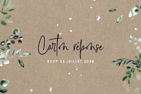 Carton réponse en kraft avec des feuilles d'eucalyptus