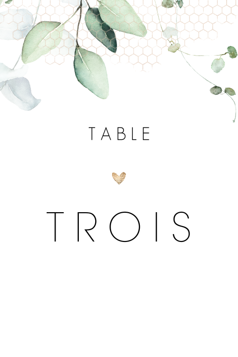 Marque-table avec des feuillages d'aquarelle