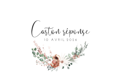Carton réponse avec un bouquet de fleurs et des hexagones