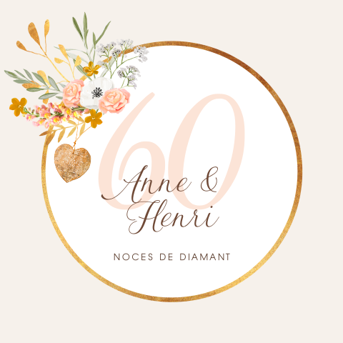 Invitation noces de diamant avec décorations florales