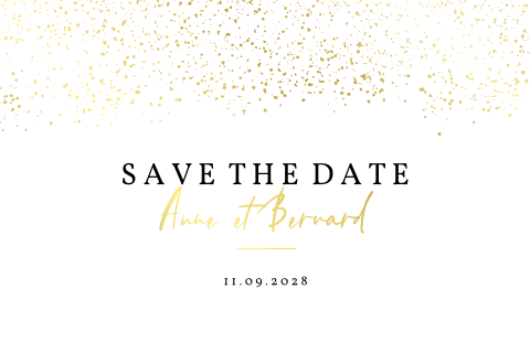 Save the date élégante avec des confettis dorés