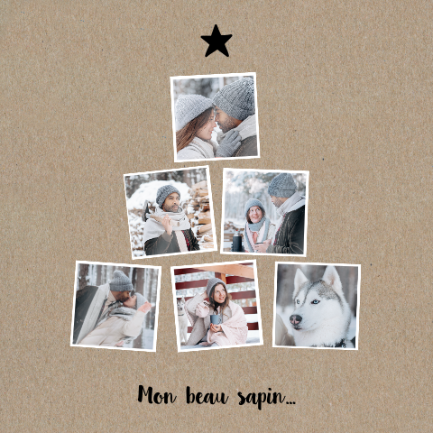 Carte de Noël originale avec un sapin de Noël fait de photos