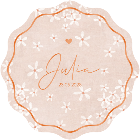 Faire-part de naissance original avec des fleurs et vernis brillant