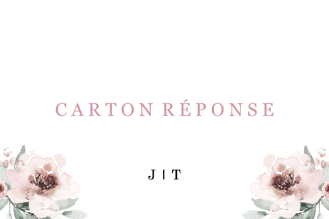 Carton réponse avec des fleurs et une écriture rose poudré