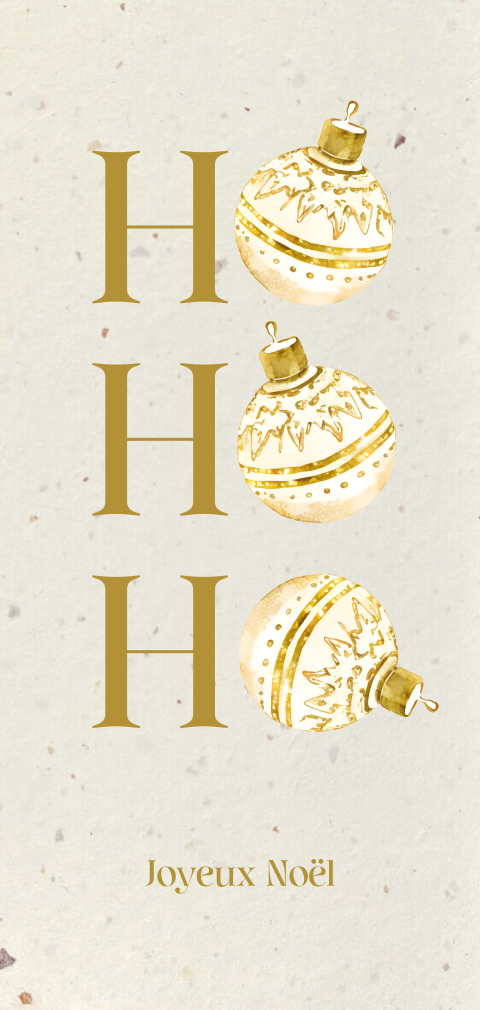 Carte de voeux avec boules de Noël et fond beige