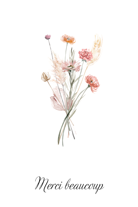 Carte de remerciement élégante avec photo  et fleurs colorées