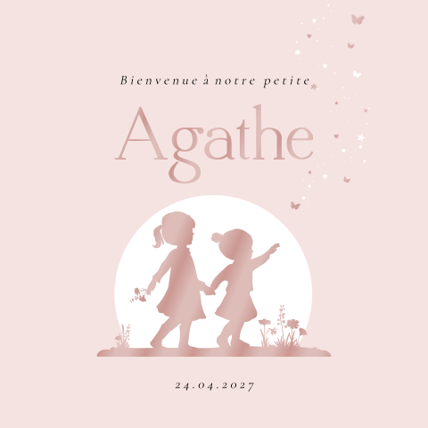 Faire-part de naissance avec silhouette sœur et vernis
