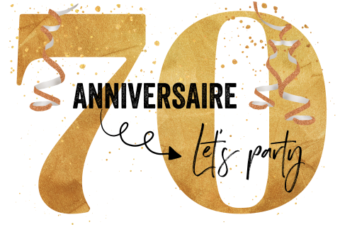 Carte d'invitation originale pour les 70 ans avec des guirlandes