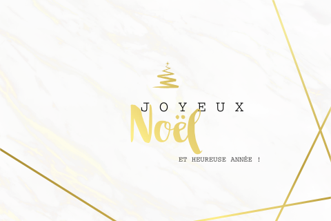 Carte de Noël professionnelle avec bandes dorées sur fond de marbre