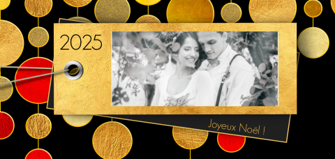 Carte de Noël classique avec des confettis et une photo