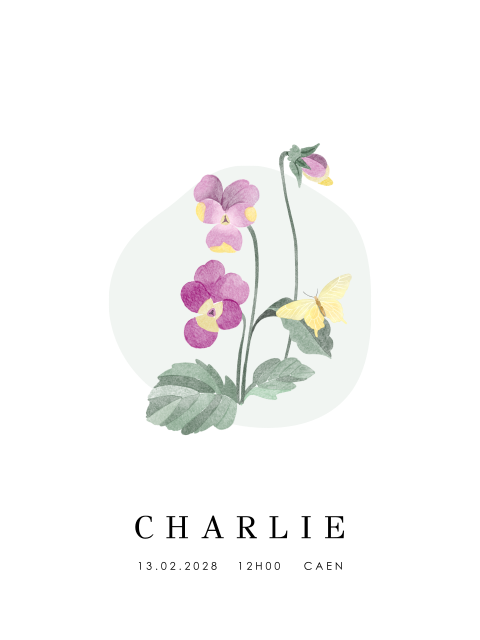 Affiche avec illustration de violettes