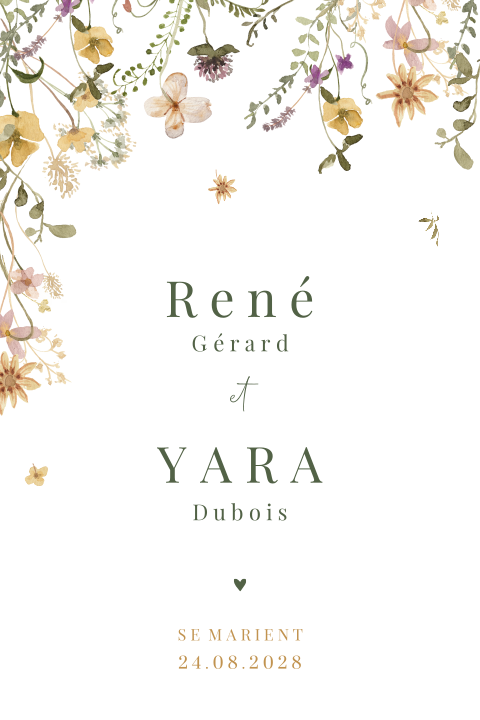 Faire-part de mariage florale Délicatesse champêtre