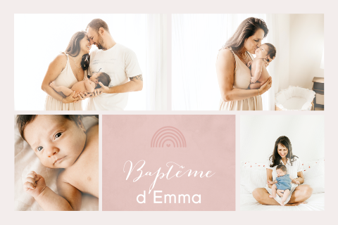 Faire-part de baptême civil pour une fille avec quatre photos