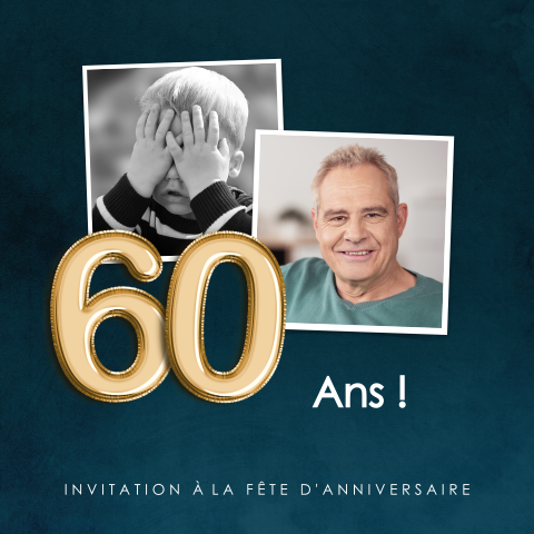Carte d'invitation pour les 60 ans en bleu foncé élégant