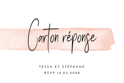 Carton réponse élégant avec un trait d'aquarelle rose