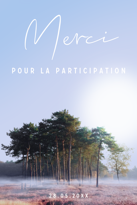 Carte de remerciement de deuil avec illustration d'arbres