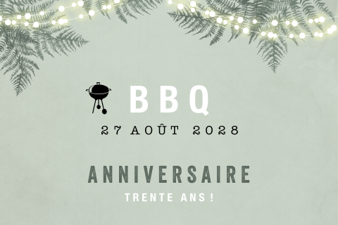 Carte d'invitation pour une fête BBQ pour le 30e anniversaire