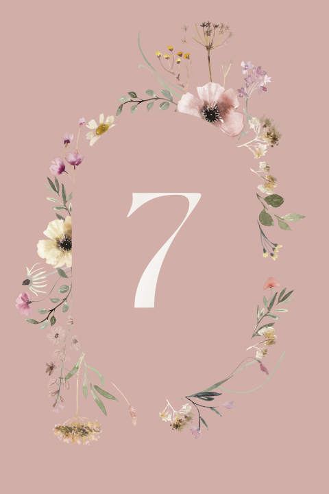 Marque-table avec de jolies fleurs en aquarelle