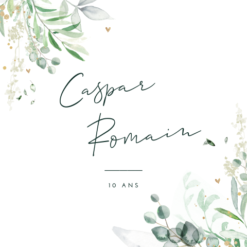 Invitation anniversaire mariage avec des branches d'aquarelle