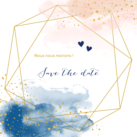 Save the date dans les tons pastel avec motif géométrique