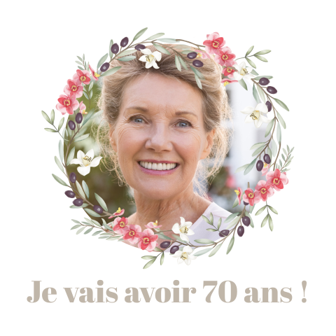 Invitation romantique avec couronne de fleurs avec une photo