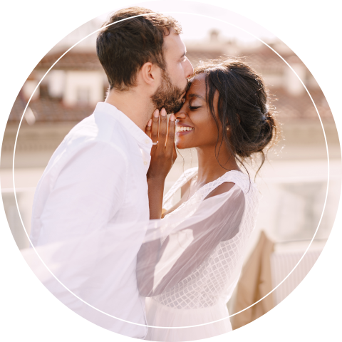 Faire-part de mariage rond avec photo, à personnaliser soi-même