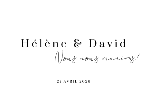 Save the date minimaliste noire et blanche