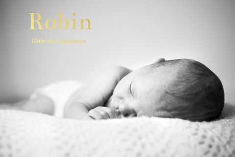 Faire-part de naissance avec photo et dorure, à créer