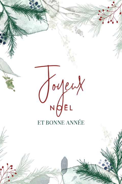 Carte de Noël professionnelle avec des branches de sapin