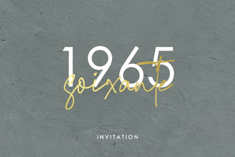 Carte d'invitation d'anniversaire avec 60 en dorure sur fond gris