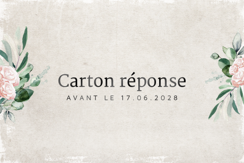Carton réponse vintage avec des fleurs discrètes