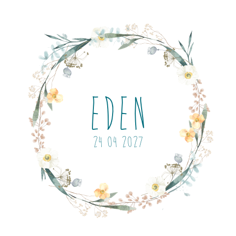 Faire-part de naissance floral minimaliste