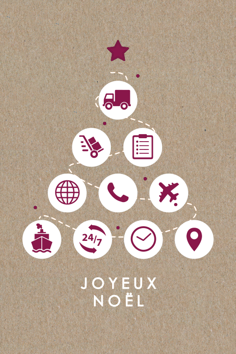 Carte de Noël professionnelle en kraft avec un sapin de Noël original