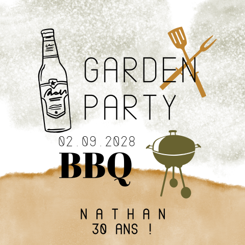Carte d'invitation d'anniversaire pour un garden party