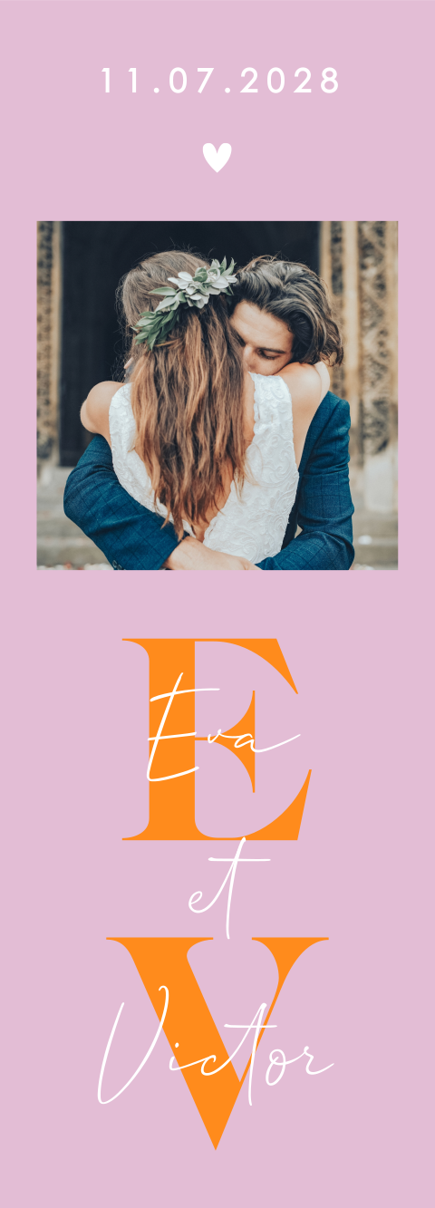 Carte de remerciement en marque-page avec photo et color-blocking