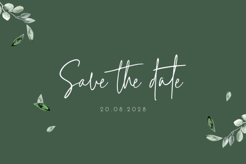 Save the date avec des feuilles vertes