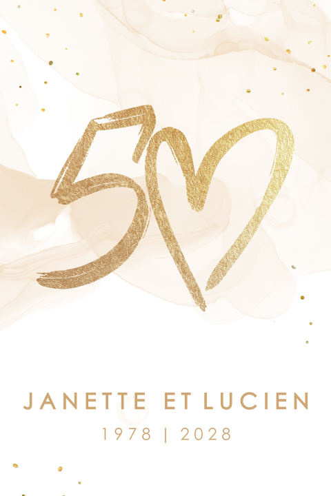 Invitation noces d'or avec effet voile à l'aquarelle
