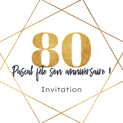 Carte d'invitation élégante pour les 80 ans avec un motif géométrique