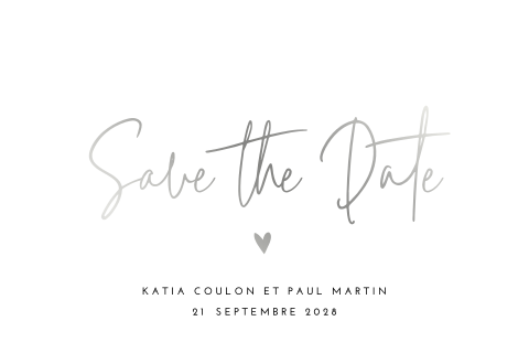 Save the date minimaliste avec élégante dorure argentée