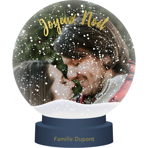 Carte de Noël sous form d'une boule à neige avec une photo