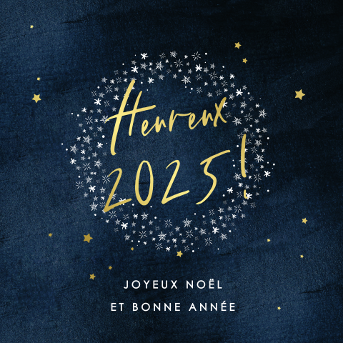 Carte de vœux professionnelle avec un cercle d'étoiles et dorures