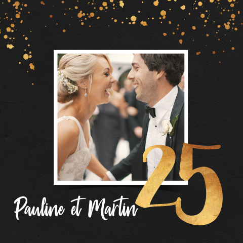 Invitation étincelante noces d'argent avec photo