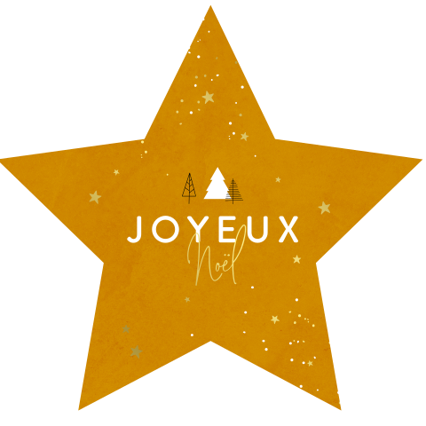 Carte de Noël en forme d'étoile avec des dorures